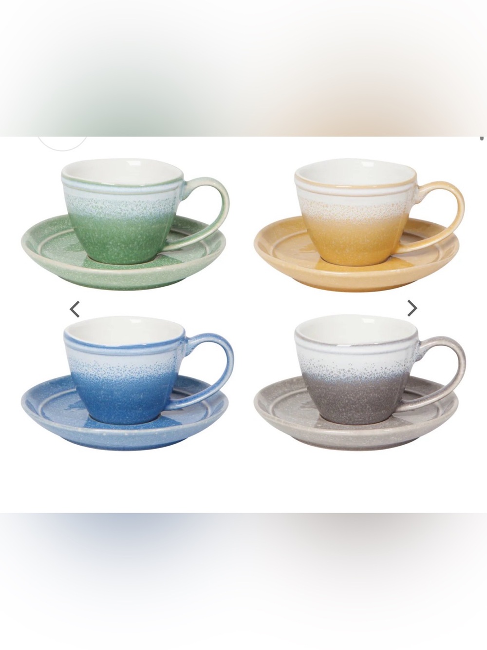 Danica Heirloom *NIB* Mineral Espresso Cups and Saucers Set of 4 (DAMAGED BOX)